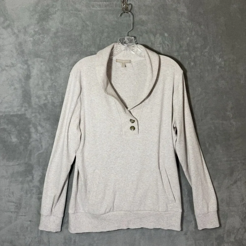 Banana Republic Sweater Mens Size Large Shawl Collar Oatmeal Beige Long Sleeve